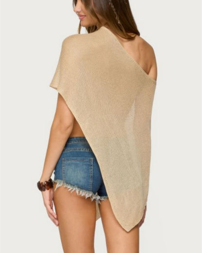 Aymmetric Knit Poncho